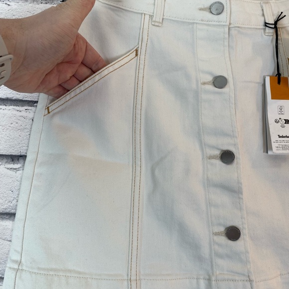 Timberland Refibra Button Front Cream Denim Skirt size 27/US 4 Y2K Skirt NWT - Picture 4 of 9